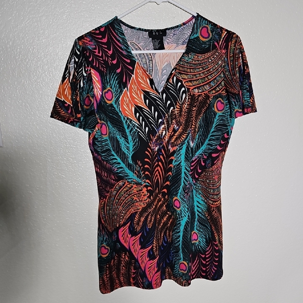Multi Color Short Sleeve Blouse